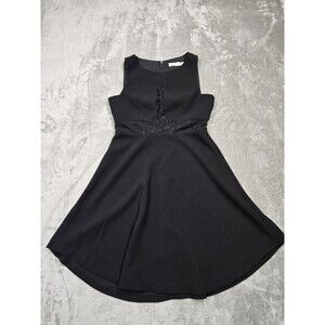 BCBGeneration A Line Shift Dress Womens 4 Black Sleeveless Midi Lined Zip